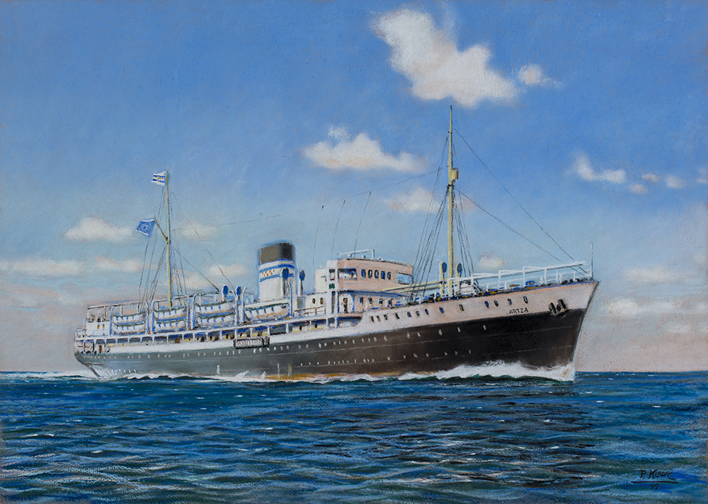 SS Artza, a painting by Paolo Klodic, 1949