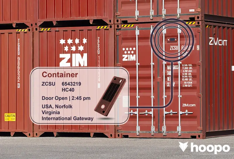 Hoopo device installed on ZIM dry van container